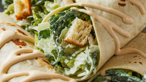 Receta de wrap de ensalada César. Receta de wrap de ensalada César.