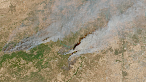 Vista aérea de los incendios de Madrid y Ávila sacada desde el Sentinel 2 de Copernicus. Vista aérea de los incendios de Madrid y Ávila sacada desde el Sentinel 2 de Copernicus.