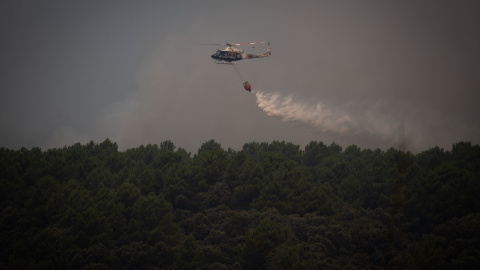 Un helicóptero en el incendio de Burgohondo, a 26 de julio de 2026, en Gavilanes, Ávila. Un helicóptero en el incendio de Burgohondo, a 26 de julio de 2026, en Gavilanes, Ávila.