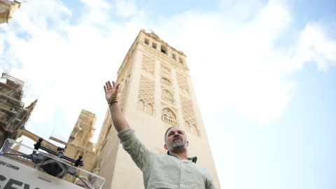 El presidente de Vox, Santiago Abascal, durante el mitin cierre de campaña que la formación verde ha celebrado en Sevilla. A 15 de mayo de 2026 en Sevilla (Andalucía, España) El presidente de Vox, Santiago Abascal, durante el mitin cierre de campaña que la formación verde ha celebrado en Sevilla. A 15 de mayo de 2026 en Sevilla (Andalucía, España)