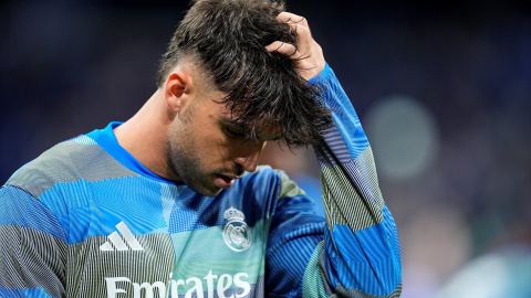 Raúl Asencio, durante un partido con el Real Madrid. Raúl Asencio, durante un partido con el Real Madrid.