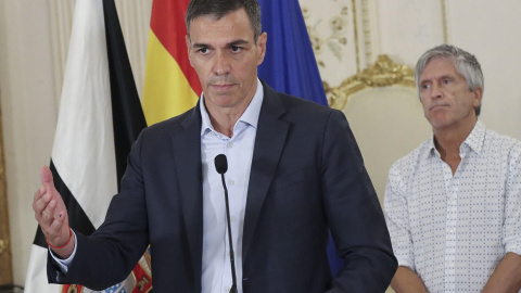Pedro Sánchez, durante una rueda de prensa en Ceuta.