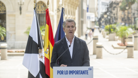 Alberto Núñez Feijóo compareciendo desde Ceuta por la crisis migratoria. Alberto Núñez Feijóo compareciendo desde Ceuta por la crisis migratoria.