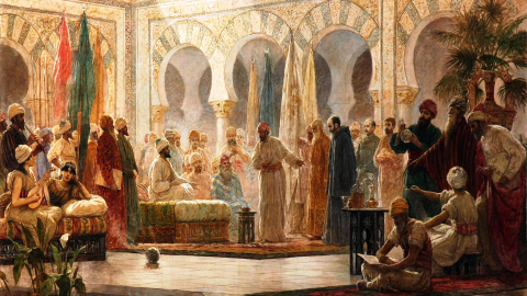 La_civilització_del_califat_de_Còrdova_en_temps_d'Abd-al-Rahman_III Cuadro "La civilización del califato de Córdoba en la época de Abderramán III (1885)"
