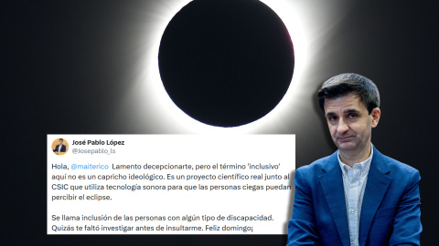 El tuit de José Pablo López sobre el eclipse El tuit de José Pablo López sobre la retransmisión inclusiva del eclipse.