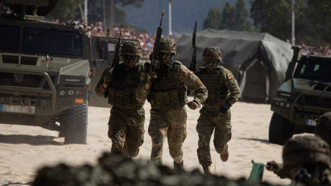 soldados Exhibición dinámica con motivo del Día de las Fuerzas Armadas, el pasado 29 de mayo de 2026, en Vigo (Pontevedra).