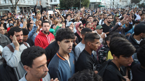 Protesta en Rabat (Marruecos) para exigir mejores servicios públicos.