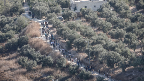 Colonos israelís entran en el municipio de Nablus, en la CIsjordania ocupada, escoltados por el Ejército israelí, a 31 de julio de 2026. Colonos israelís entran en el municipio de Nablus, en la CIsjordania ocupada, escoltados por el Ejército israelí, a 31 de julio de 2026.