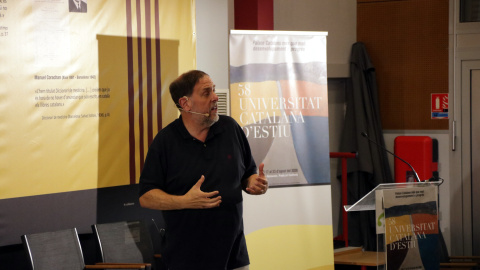 Oriol Junqueras durant la seva intervenció a la Universitat Catalana d'Estiu 2026 Oriol Junqueras durant la seva intervenció a la Universitat Catalana d'Estiu 2026