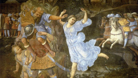 Cuadro 'Huida de Eneas de Troya'. Cuadro 'Huida de Eneas de Troya'.