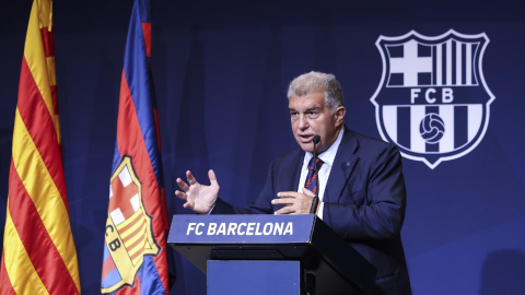 El president del Barça, Joan Laporta, en una roda de premsa de dilluns, 24 d'agost. 24/08/2026 El president del Barça, Joan Laporta, en una roda de premsa de dilluns, 24 d'agost.
