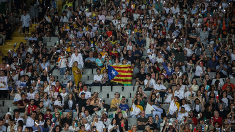 Una estelada a l'Estadi Olímpic Lluís Companys.