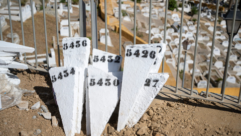 Entierro de varios migrantes, en el cementerio musulmán de Ceuta Entierro de varios migrantes, en el cementerio musulmán de Ceuta