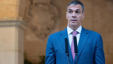 El presidente del gobierno, Pedro Sánchez, en una comparecencia ante los medios. El presidente del gobierno, Pedro Sánchez, en una comparecencia ante los medios.