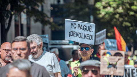 Manifestación contra las reformas de las pensiones, el 15 de abril de 2023, en Madrid.