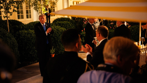 September 2, 2026, Washington, District Of Columbia, USA: United States President Donald J Trump makes remarks as he hosts Republican lawmakers for an 'End of Summer BBQ' in the Rose Garden of the White House in Washington, DC, USA, on September 2, 2026,Image: 1130273709, License: Rights-managed, Restrictions: , Model Release: no  , Credit line: Samuel Corum - Pool via CNP / Zuma Press / Europa PressEditorial licence valid only for Spain and 3 MONTHS from the date of the image, then delete it from your archive. For non-editorial and non-licensed use, please contact EUROPA PRESS.Samuel Corum - Pool via CNP / Zuma Press / Europa Press / ContactoPhoto02/9/2026