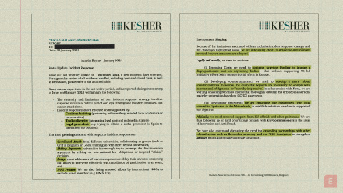 Kesher Informe del bufete Kesher con la relación de sus actuaciones sobre los que llama