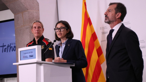 La consellera d'Interior, Núria Parlon, en una roda de premsa d'aquest dimecres, 9 de setembre, al costat dels nous responsables dels Mossos. 09/09/2026 La consellera d'Interior, Núria Parlon, en una roda de premsa d'aquest dimecres, 9 de setembre, al costat dels nous responsables dels Mossos.