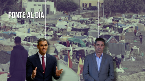 Montaje del presidente del Gobierno, Pedro Sánchez, y el exdirector general de los Mossos d'Esquadra, Josep Lluís Trapero, sobre un fondo de la Playa del Trampolín en Ceuta. Montaje del presidente del Gobierno, Pedro Sánchez, y el exdirector general de los Mossos d'Esquadra, Josep Lluís Trapero, sobre un fondo de la Playa del Trampolín en Ceuta.