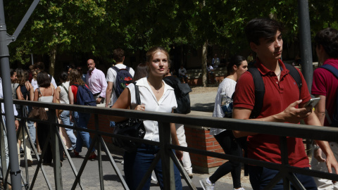 La princesa Leonor a su salida este lunes del Campus de Getafe de la Universidad Carlos III.