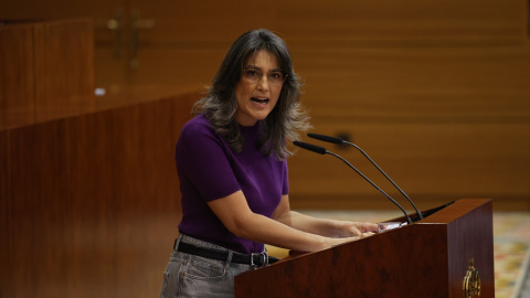 Manuela Bergerot La portavoz de Más Madrid en la Asamblea de Madrid, Manuela Bergerot, durante el debate.