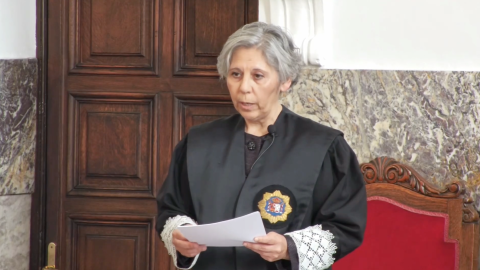 María Azucena Recio, en su discurso el día de su nombramiento como presidenta de la Sala de lo Contencioso-Administrativo del TSXG el pasado marzo.