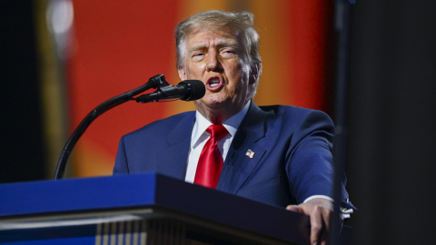 El presidente de Estados Unidos, Donald Trump, durante la convención republicana en Dallas. El presidente de Estados Unidos, Donald Trump, durante la convención republicana en Dallas.