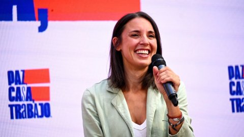 La eurodiputada y candidata de Podemos a las generales en el acto de este sábado, 'Paz, casa, trabajo', en Madrid.