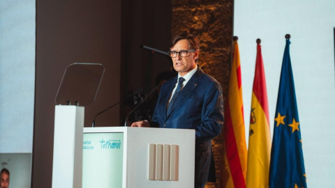 El president del Govern, Salvador Illa, durant la conferència "El futur és aquí" que ha pronunciat aquest dilluns, 14 de setembre, a Barcelona. 14/09/2026 El president del Govern, Salvador Illa, durant la conferència "El futur és aquí" que ha pronunciat aquest dilluns, 14 de setembre, a Barcelona.