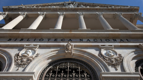 Fachada de la Biblioteca Nacional, en Madrid.