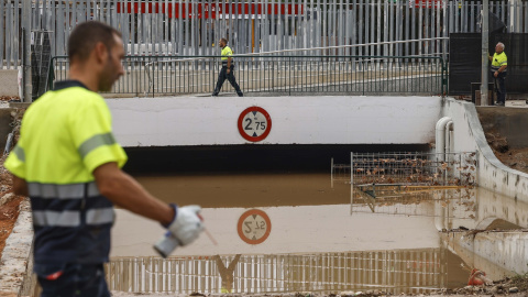 El túnel de Aldaia inundado debido a las fuertes lluvias, a 17 de septiembre de 2026, en València.