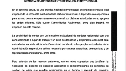 Extracto de la documentación publicada este jueves por el Gobierno de Ayuso. Extracto de la documentación publicada este jueves por el Gobierno de Ayuso.