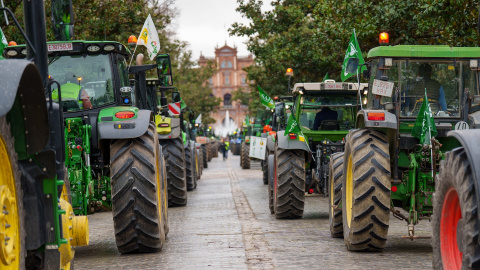 Tractorada por las calles de Sevilla, a 10 de febrero de 2026.