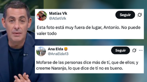 Respuestas a tuit de Antonio Naranjo con un un fotomontaje de Begoña Gómez. Respuestas a tuit de Antonio Naranjo con un un fotomontaje de Begoña Gómez.