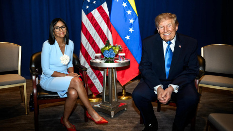 Trump y Rodríguez La presidenta interina de Venezuela, Delcy Rodríguez, junto al presidente de Estados Unidos, Donald Trump, en Nueva York.