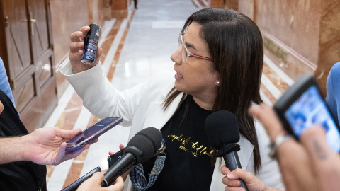 La diputada del PP, Ana Vázquez, con un bote de gas pimienta en el Congreso. La diputada del PP, Ana Vázquez, con un bote de gas pimienta en el Congreso.