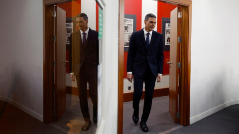 El presidente del Gobierno, Pedro Sánchez, momentos antes de su comparecencia tras el Consejo de Ministros de este martes.Javier Lizón/EFE