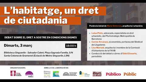 Directo | Santa Coloma analiza la CRISIS DE VIVIENDA con expertos en urbanismo y políticas públicas