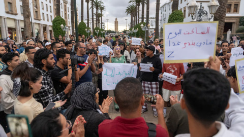 Protesta de jóvenes marroquíes, en octubre de 2025 en Rabat. Protesta de jóvenes marroquíes, en octubre de 2025 en Rabat.