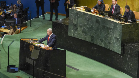 Benjamín Netanyahu habla durante la 81ª Asamblea General de Naciones Unidas. Benjamín Netanyahu habla durante la 81ª Asamblea General de Naciones Unidas.