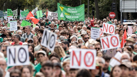 Profesores, alumnos y familias se manifiestan en Madrid en apoyo al sistema educativo público. Profesores, alumnos y familias se manifiestan en Madrid en apoyo al sistema educativo público.