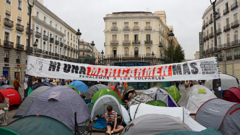 Imagen de la acampada por la vivienda el día 28 de septiembre Imagen de la acampada por la vivienda el día 28 de septiembre
