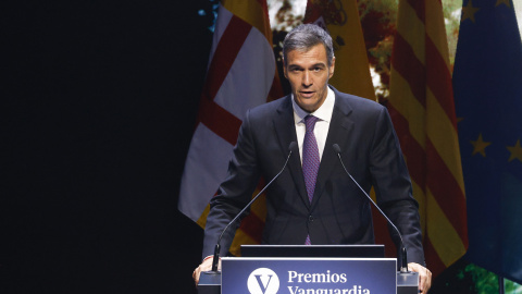 El presidente del Gobierno Pedro Sánchez durante la gala de entrega de la IV edición de los Premios Vanguardia, este lunes en Barcelona.