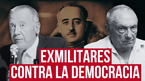 Fotomontaje de Francisco Bendala Ayuso (i) y Diego Camacho (d). De fondo, una imagen de Francisco Franco.