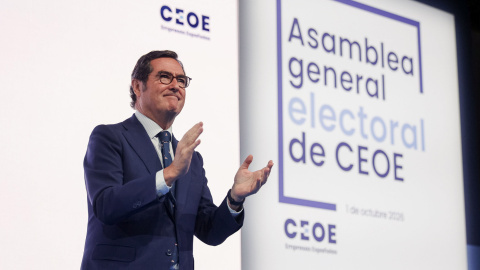 Antonio Garamendi durante la asamblea en la que ha sido reelegido presidente de la CEOE, a 1 de octubre de 2026.