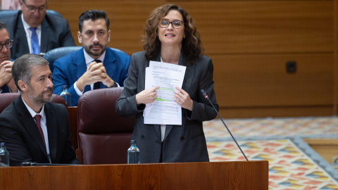 La presidenta de la Comunidad de Madrid, Isabel Díaz Ayuso, durante un pleno en la Asamblea de Madrid.