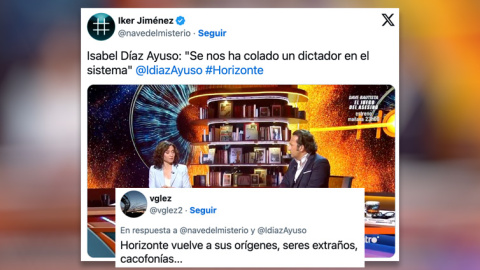Reacciones a la entrevista de Ayuso en 'Horizonte'. Reacciones a la entrevista de Ayuso en 'Horizonte'.