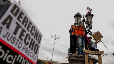 Protesta por la vivienda, en Madrid, este sábado. Protesta por la vivienda, en Madrid, este sábado.