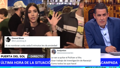 Fotomontaje de una captura del programa de Telemadrid de Antonio Naranjo y tuits.