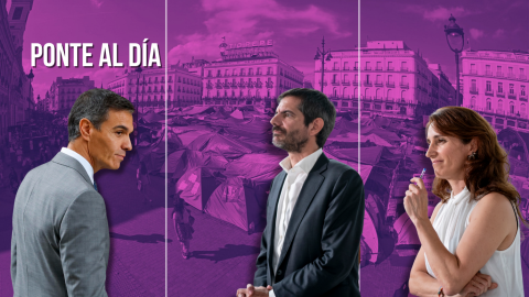 Fotomontaje con las imágenes de Pedro Sánchez, Ernest Urtasun y Mónica García. Fotomontaje con las imágenes de Pedro Sánchez, Ernest Urtasun y Mónica García.